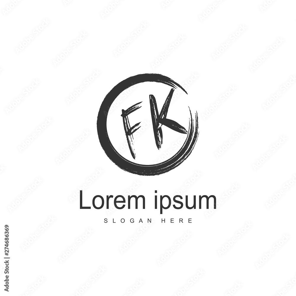Initial FK logo template with modern frame. Minimalist FK letter logo vector illustration Initial FK logo template with modern frame. Minimalist FK letter logo vector illustration
