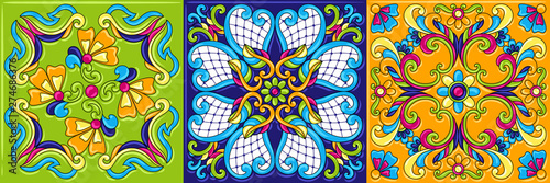 Mexican talavera ceramic tile pattern.