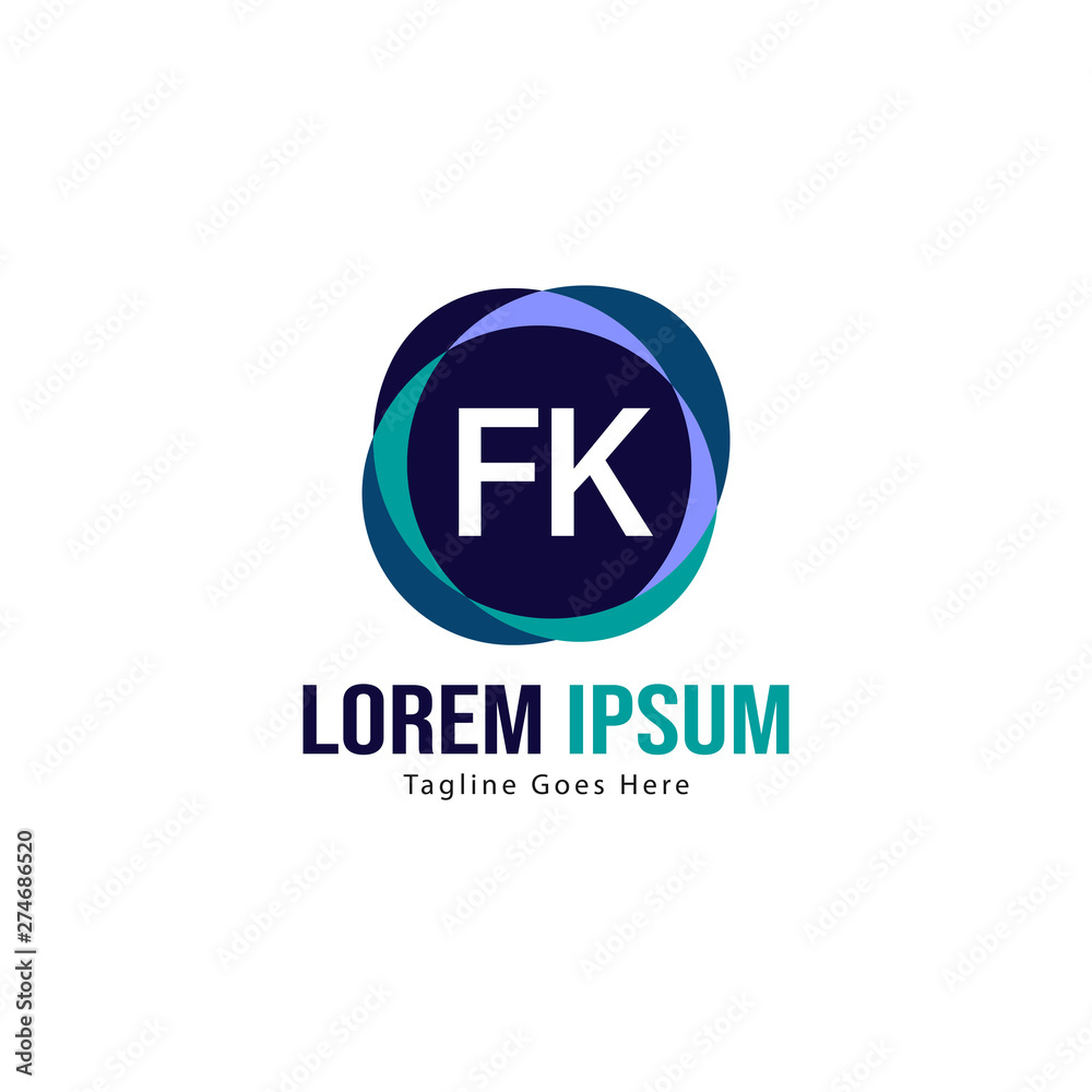 Initial FK logo template with modern frame. Minimalist FK letter logo vector illustration Initial FK logo template with modern frame. Minimalist FK letter logo vector illustration