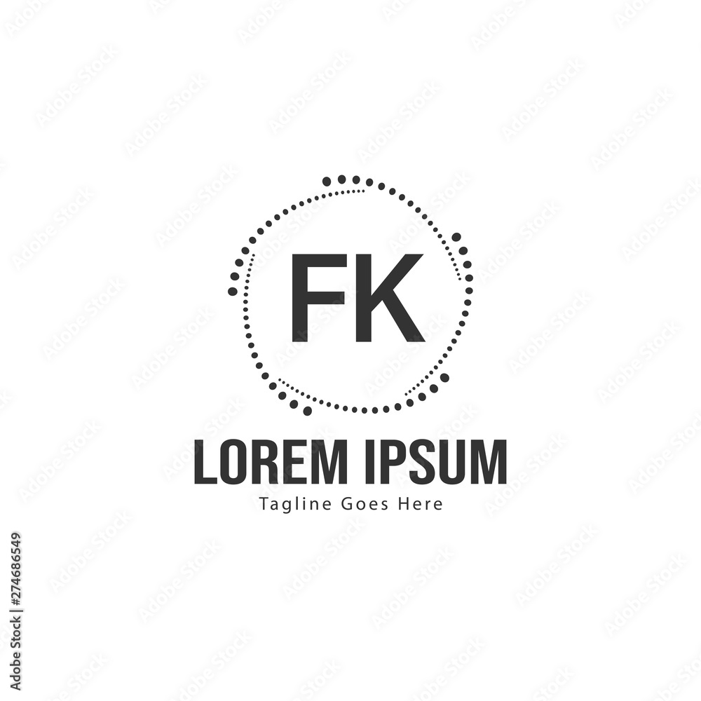 Initial FK logo template with modern frame. Minimalist FK letter logo vector illustration Initial FK logo template with modern frame. Minimalist FK letter logo vector illustration