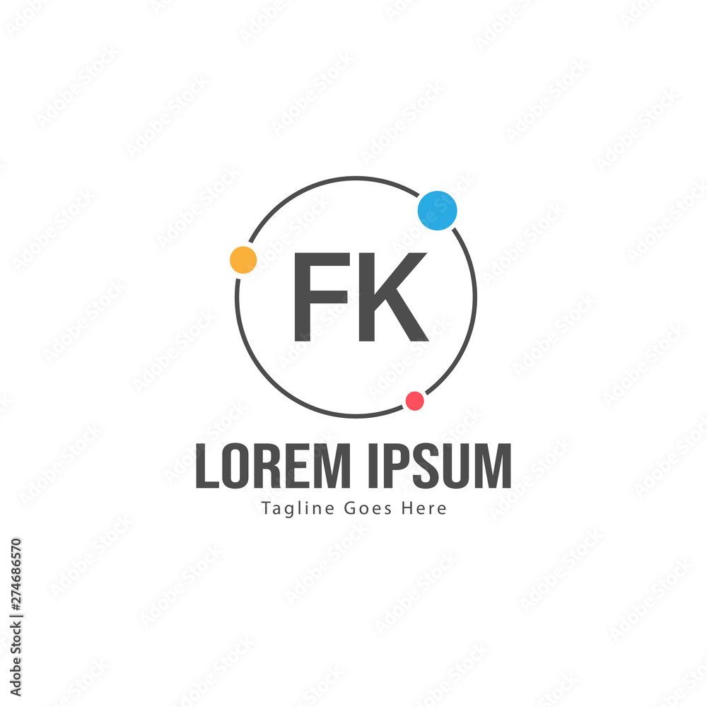 Initial FK logo template with modern frame. Minimalist FK letter logo vector illustration Initial FK logo template with modern frame. Minimalist FK letter logo vector illustration