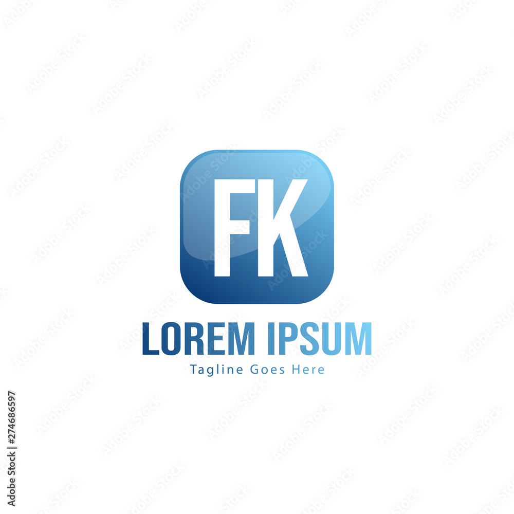 Initial FK logo template with modern frame. Minimalist FK letter logo vector illustration Initial FK logo template with modern frame. Minimalist FK letter logo vector illustration