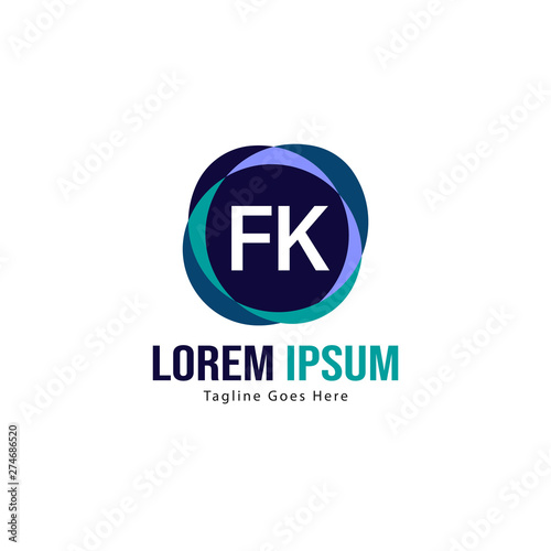 Free Download Initial FK logo template with modern frame. Minimalist FK letter logo vector illustration - GFXLoad