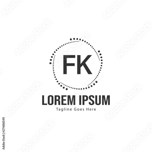 Initial FK logo template with modern frame. Minimalist FK letter logo vector illustration © Robani