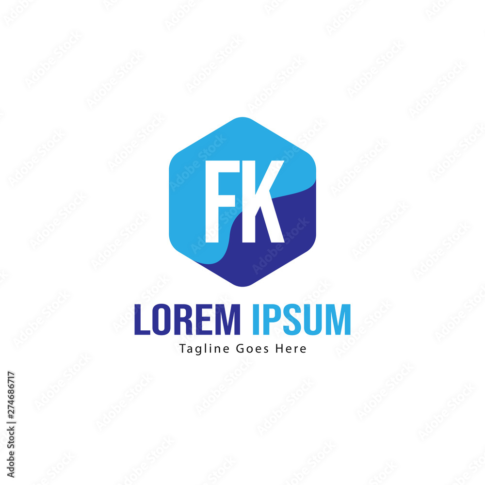 Initial FK logo template with modern frame. Minimalist FK letter logo vector illustration Initial FK logo template with modern frame. Minimalist FK letter logo vector illustration