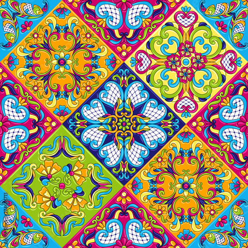 Mexican talavera ceramic tile pattern.