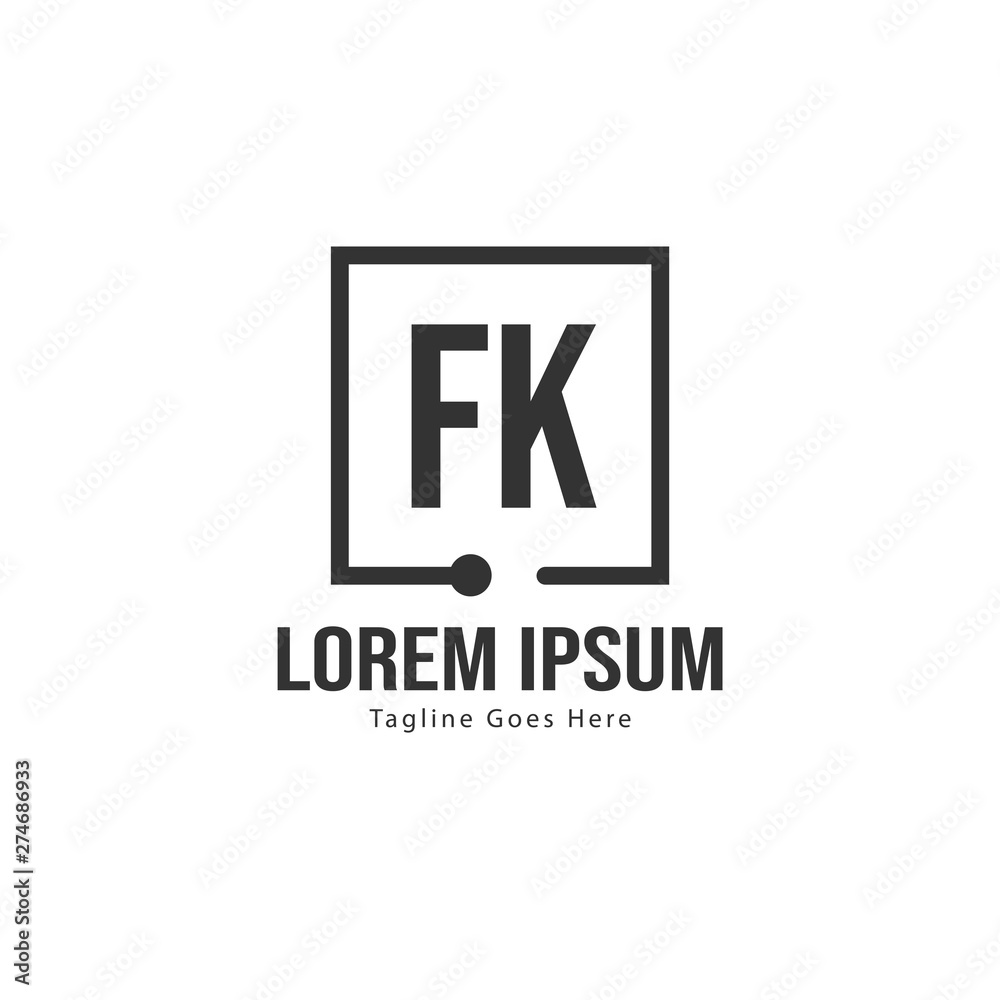 Initial FK logo template with modern frame. Minimalist FK letter logo vector illustration Initial FK logo template with modern frame. Minimalist FK letter logo vector illustration