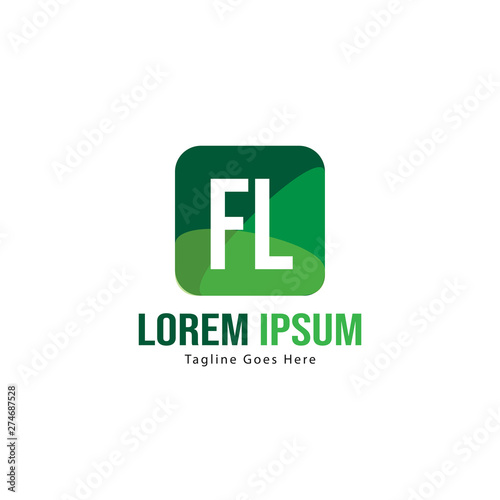 Initial FL logo template with modern frame. Minimalist FL letter logo vector illustration