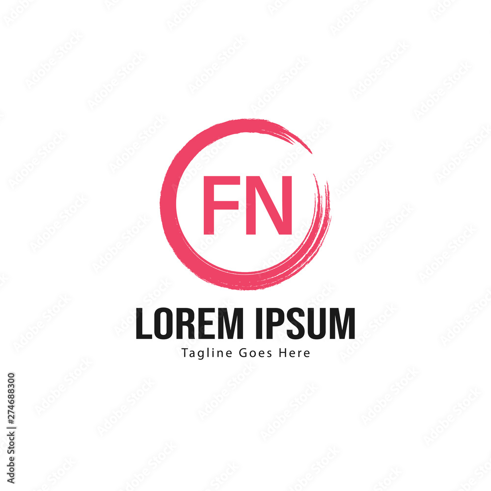 Initial FN logo template with modern frame. Minimalist FN letter logo vector illustration