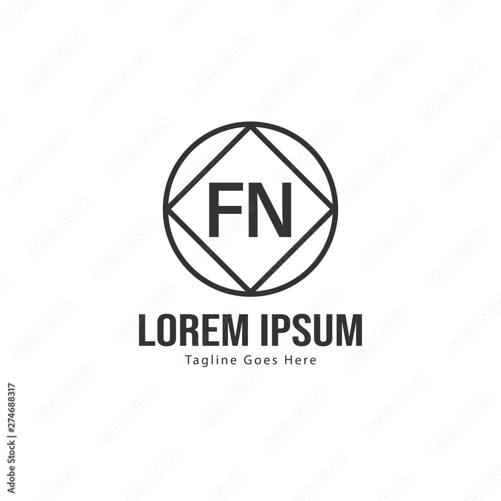 Initial FN logo template with modern frame. Minimalist FN letter logo vector illustration Initial FN logo template with modern frame. Minimalist FN letter logo vector illustration