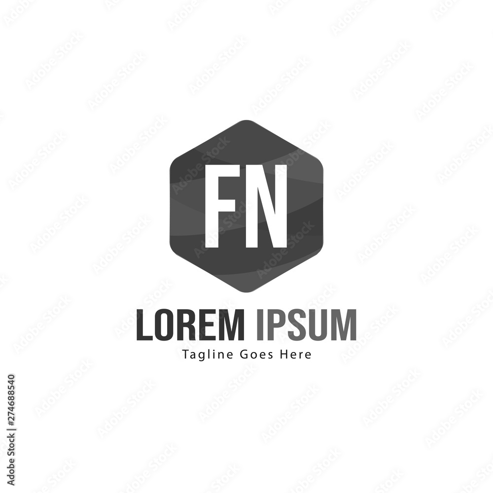 Initial FN logo template with modern frame. Minimalist FN letter logo vector illustration