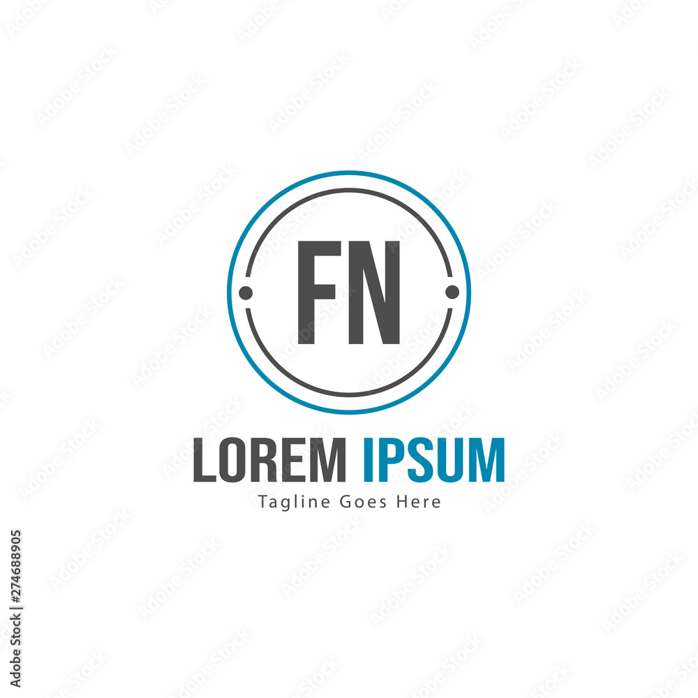 Initial FN logo template with modern frame. Minimalist FN letter logo vector illustration Initial FN logo template with modern frame. Minimalist FN letter logo vector illustration