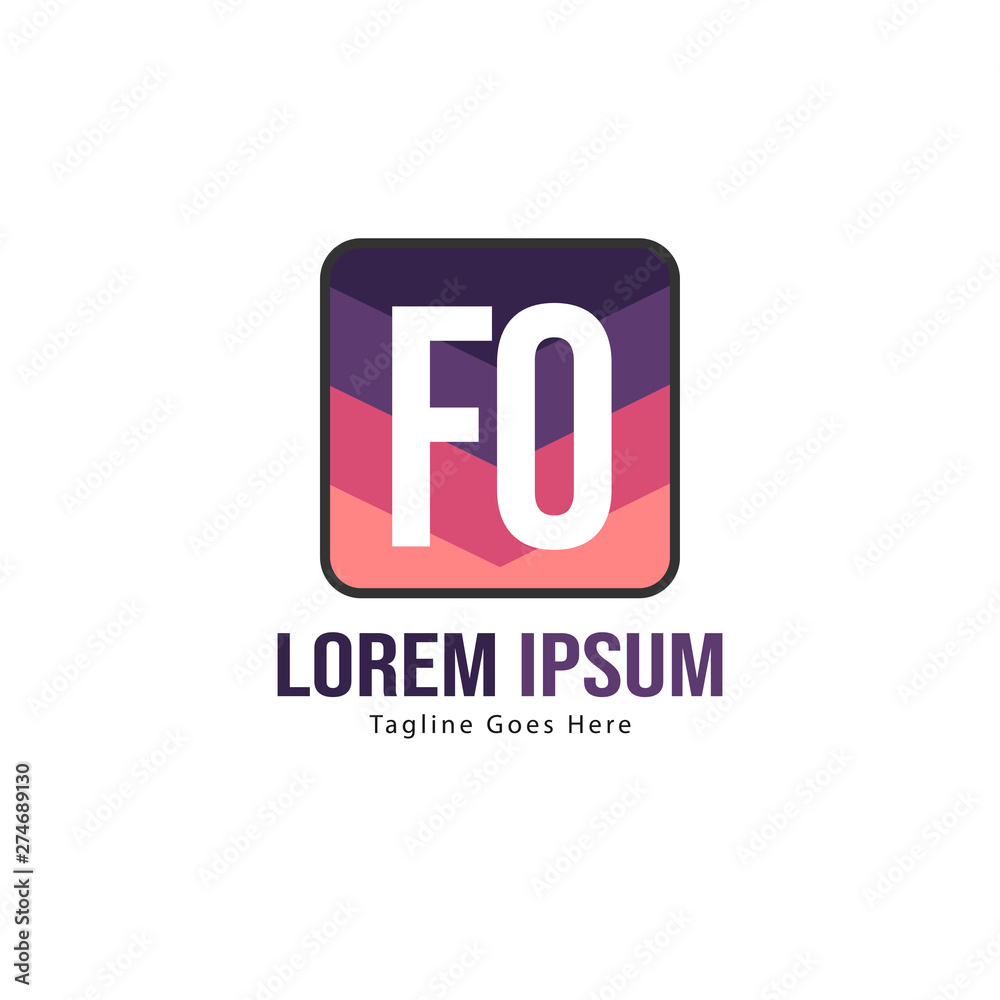 Initial FO logo template with modern frame. Minimalist FO letter logo vector illustration Initial FO logo template with modern frame. Minimalist FO letter logo vector illustration