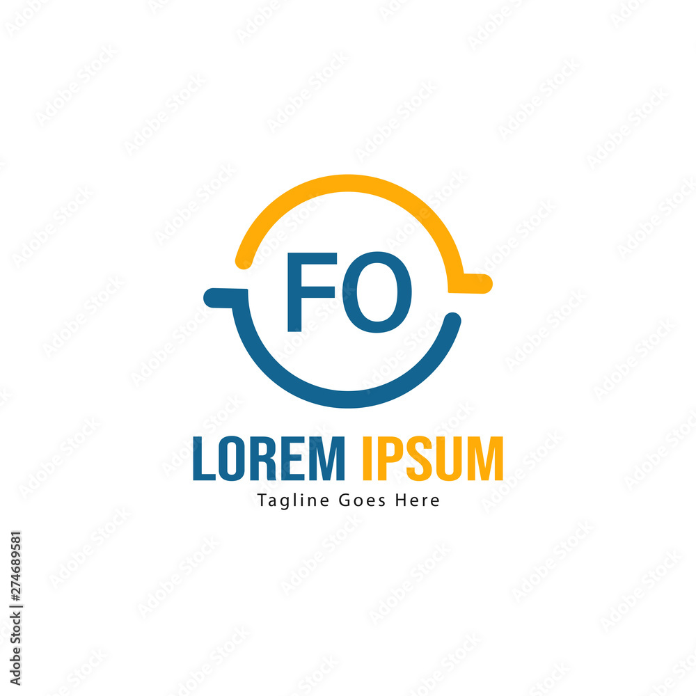 Initial FO logo template with modern frame. Minimalist FO letter logo vector illustration Initial FO logo template with modern frame. Minimalist FO letter logo vector illustration