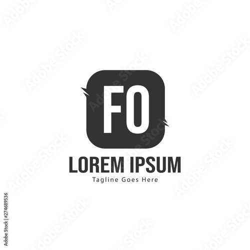 Initial FO logo template with modern frame. Minimalist FO letter logo vector illustration