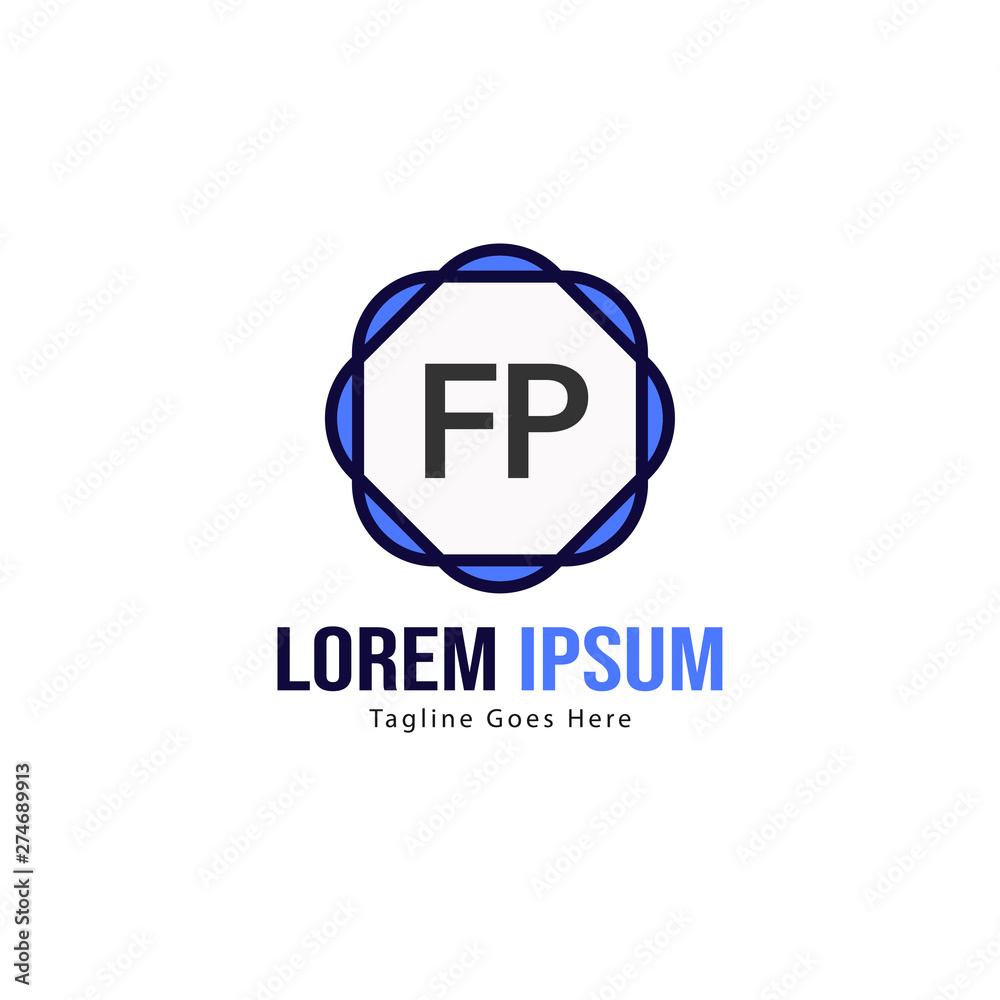 Fototapeta premium Initial FP logo template with modern frame. Minimalist FP letter logo vector illustration