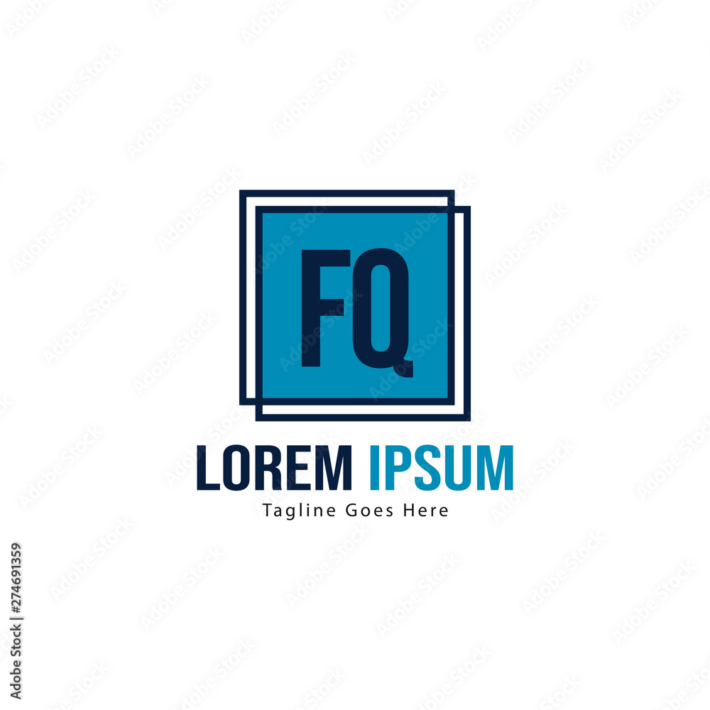 Initial FQ logo template with modern frame. Minimalist FQ letter logo vector illustration Initial FQ logo template with modern frame. Minimalist FQ letter logo vector illustration