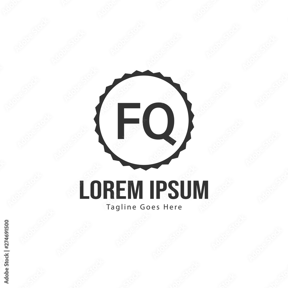 Initial FQ logo template with modern frame. Minimalist FQ letter logo vector illustration Initial FQ logo template with modern frame. Minimalist FQ letter logo vector illustration