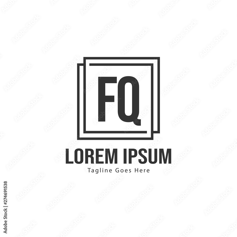 Initial FQ logo template with modern frame. Minimalist FQ letter logo vector illustration Initial FQ logo template with modern frame. Minimalist FQ letter logo vector illustration