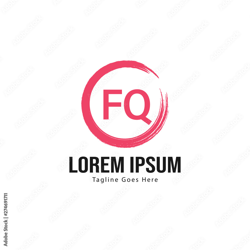 Initial FQ logo template with modern frame. Minimalist FQ letter logo vector illustration