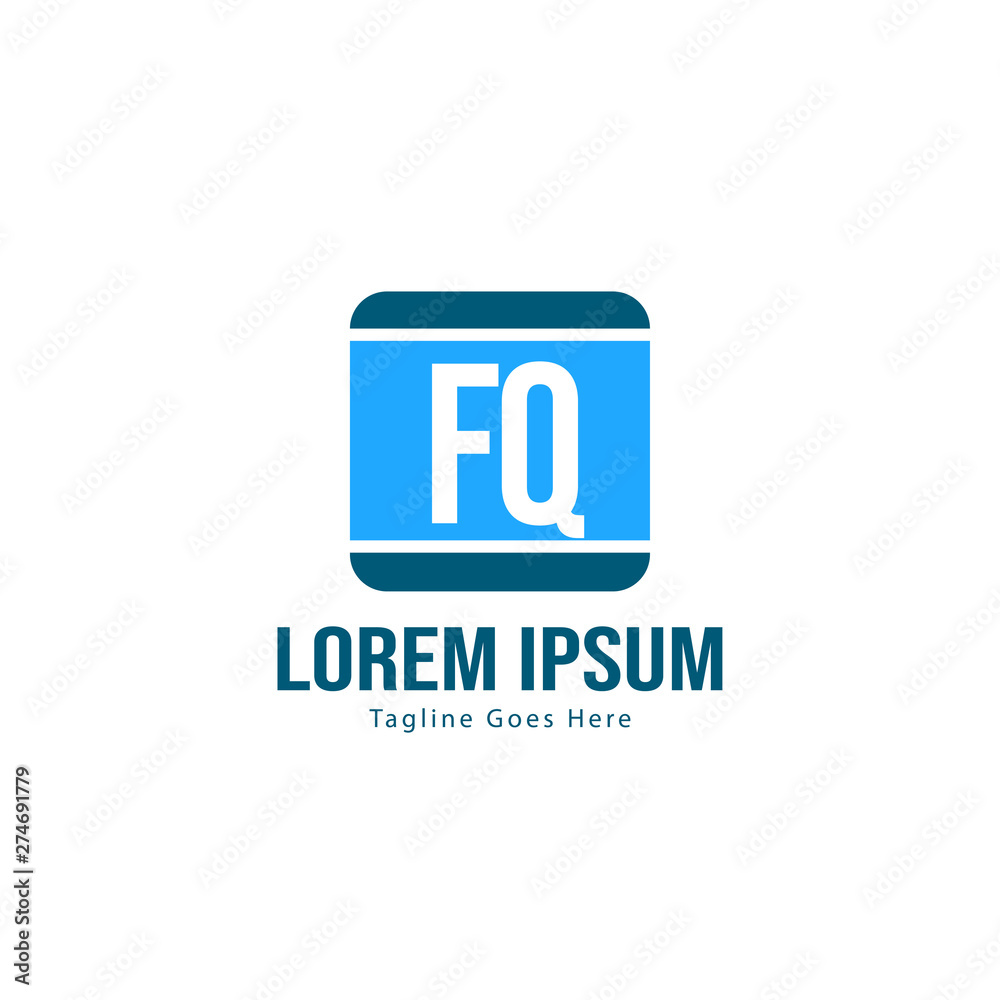 Initial FQ logo template with modern frame. Minimalist FQ letter logo vector illustration Initial FQ logo template with modern frame. Minimalist FQ letter logo vector illustration