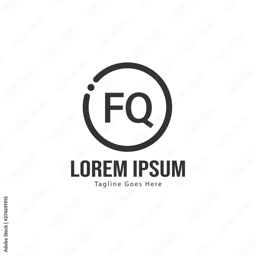 Initial FQ logo template with modern frame. Minimalist FQ letter logo vector illustration