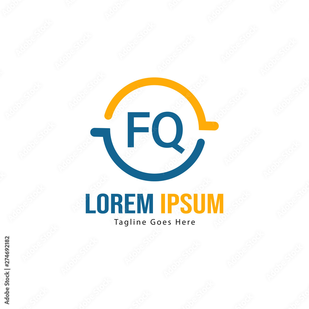 Initial FQ logo template with modern frame. Minimalist FQ letter logo vector illustration Initial FQ logo template with modern frame. Minimalist FQ letter logo vector illustration