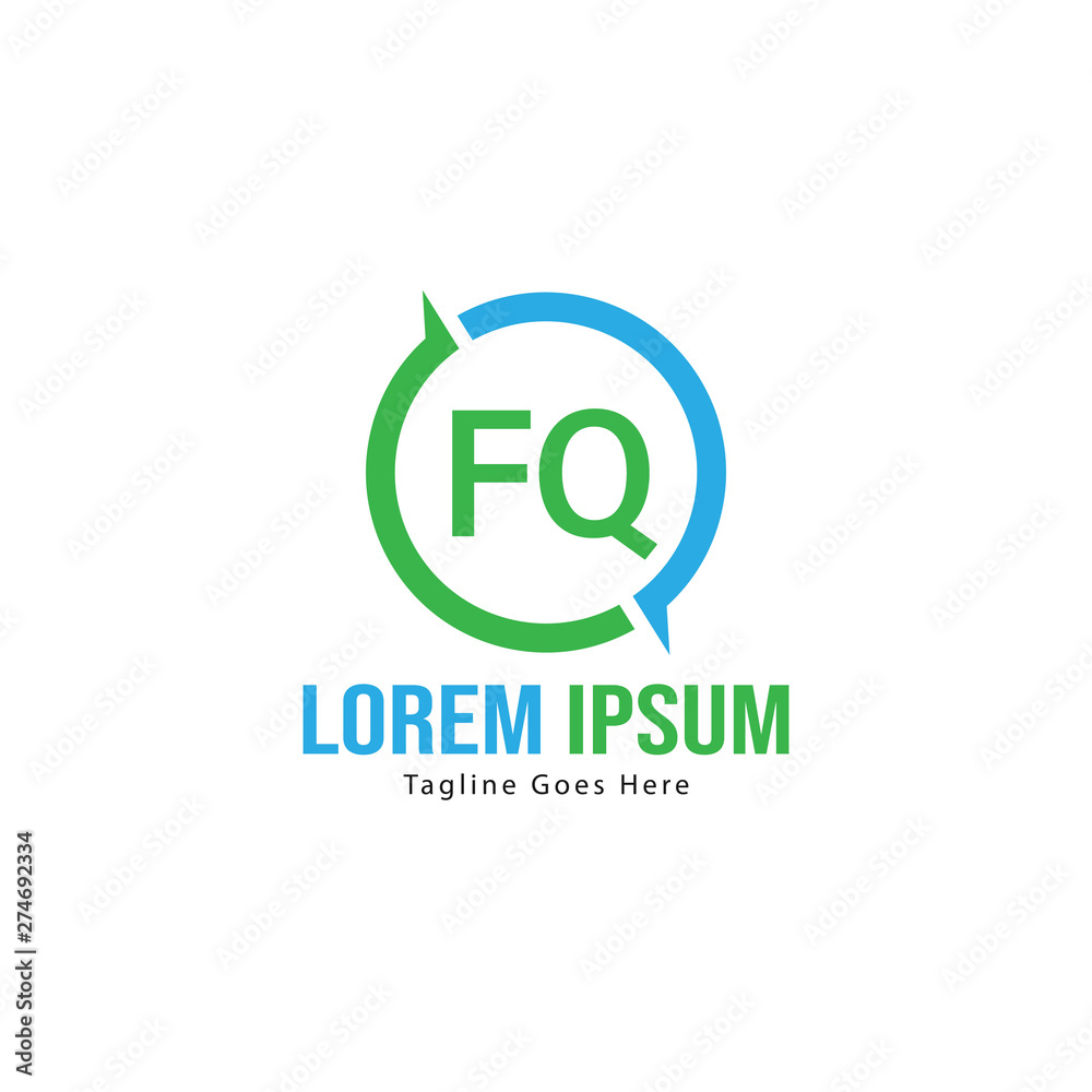 Initial FQ logo template with modern frame. Minimalist FQ letter logo vector illustration Initial FQ logo template with modern frame. Minimalist FQ letter logo vector illustration