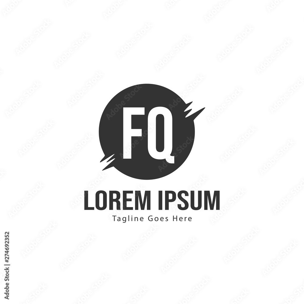 Initial FQ logo template with modern frame. Minimalist FQ letter logo vector illustration