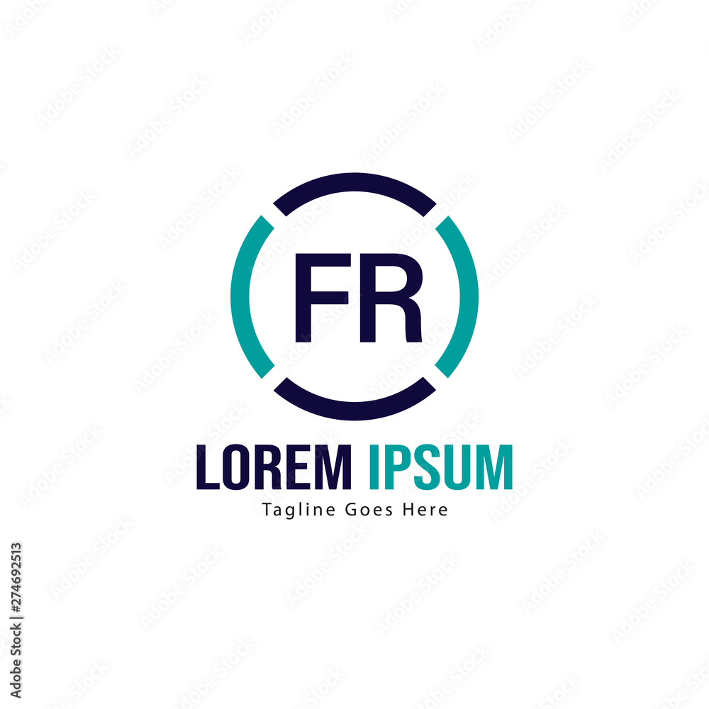 Obraz premium Initial FR logo template with modern frame. Minimalist FR letter logo vector illustration