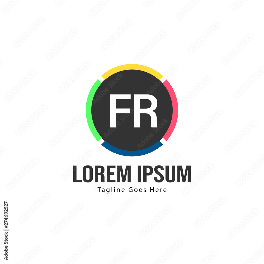 Initial FR logo template with modern frame. Minimalist FR letter logo vector illustration Initial FR logo template with modern frame. Minimalist FR letter logo vector illustration