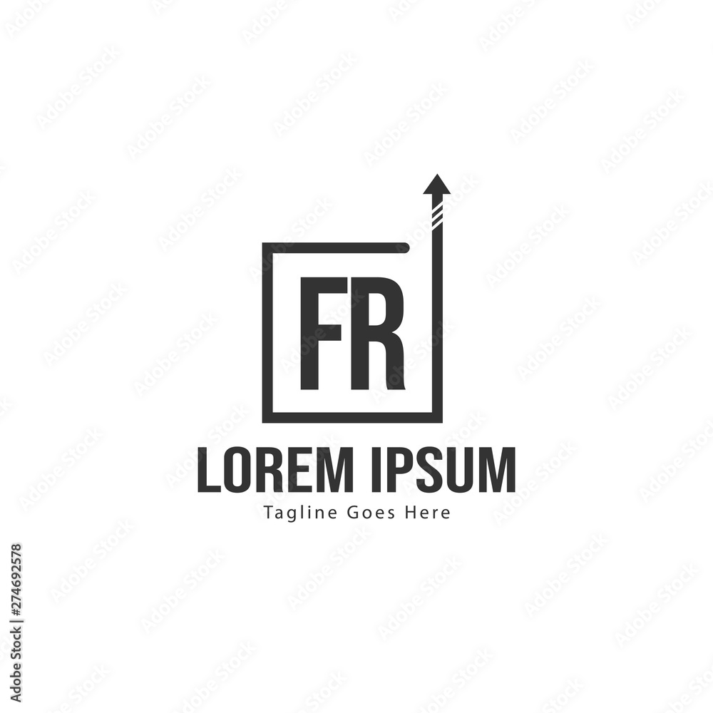 Obraz premium Initial FR logo template with modern frame. Minimalist FR letter logo vector illustration