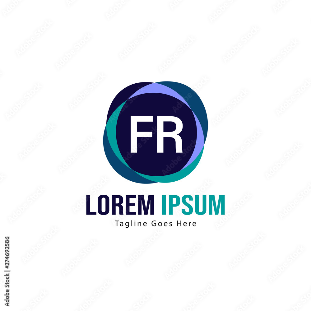 Initial FR logo template with modern frame. Minimalist FR letter logo vector illustration Initial FR logo template with modern frame. Minimalist FR letter logo vector illustration