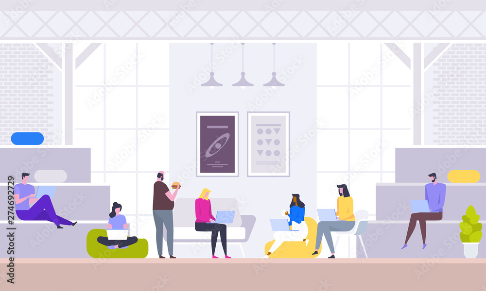 Business meeting, negotiation, brainstorming. Confident and successful team. Vector illustration