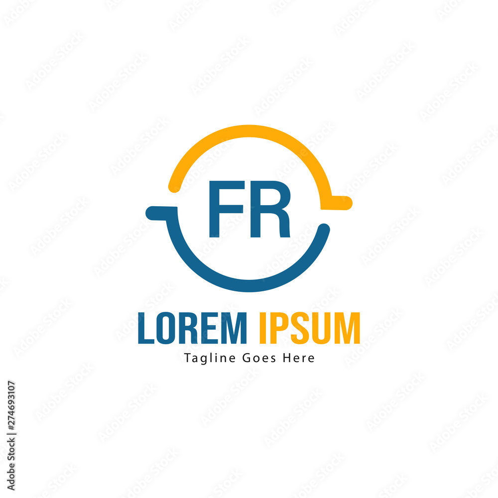 Initial FR logo template with modern frame. Minimalist FR letter logo vector illustration Initial FR logo template with modern frame. Minimalist FR letter logo vector illustration