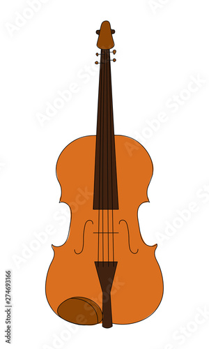 Classic string wind musical instrument isolated on a white background. For student education, illustration for dictionary musical schools