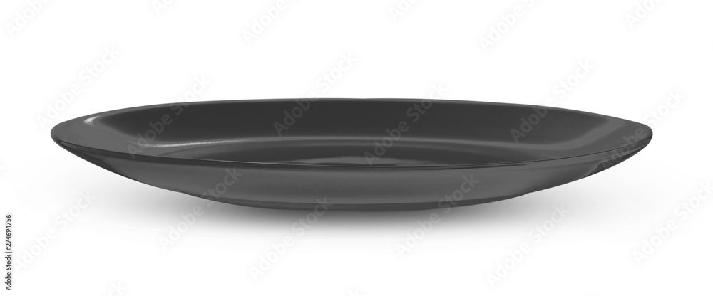 Empty black plate isolated on a white background Empty black plate isolated on a white background