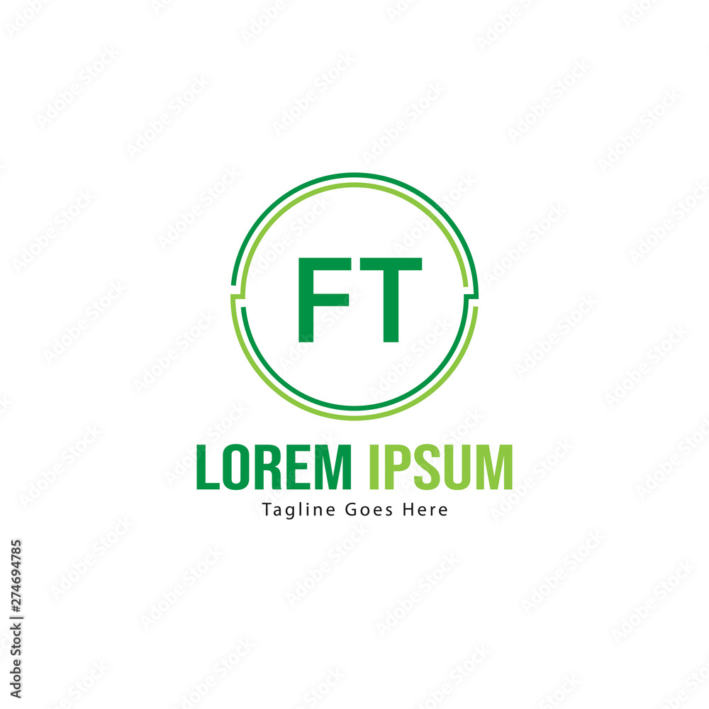 Initial FT logo template with modern frame. Minimalist FT letter logo vector illustration Initial FT logo template with modern frame. Minimalist FT letter logo vector illustration