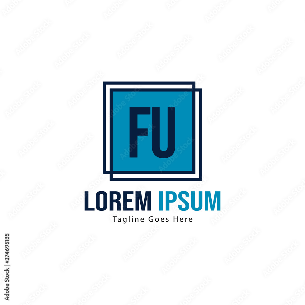 Initial FU logo template with modern frame. Minimalist FU letter logo vector illustration Initial FU logo template with modern frame. Minimalist FU letter logo vector illustration