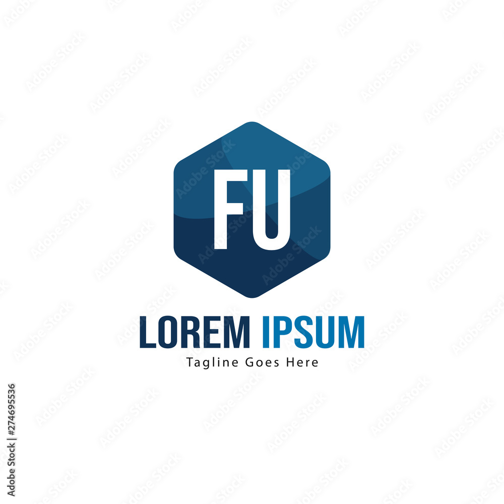 Initial FU logo template with modern frame. Minimalist FU letter logo vector illustration Initial FU logo template with modern frame. Minimalist FU letter logo vector illustration