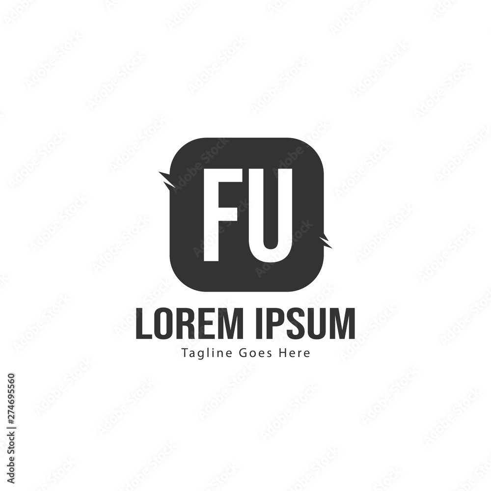 Initial FU logo template with modern frame. Minimalist FU letter logo vector illustration