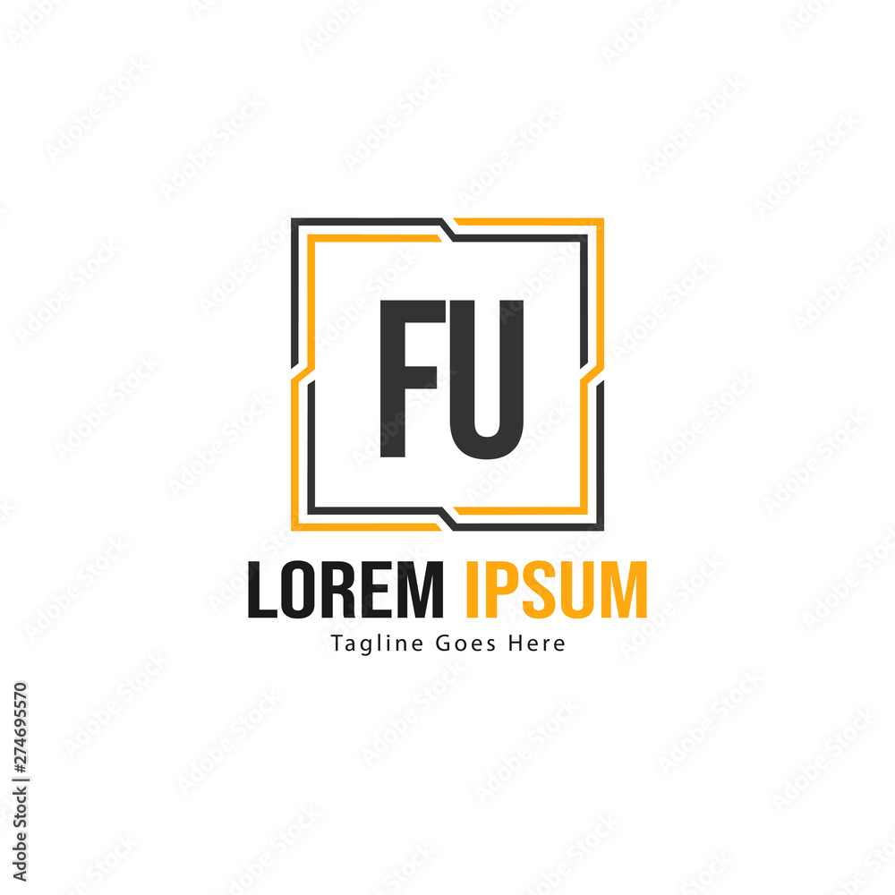 Initial FU logo template with modern frame. Minimalist FU letter logo vector illustration Initial FU logo template with modern frame. Minimalist FU letter logo vector illustration
