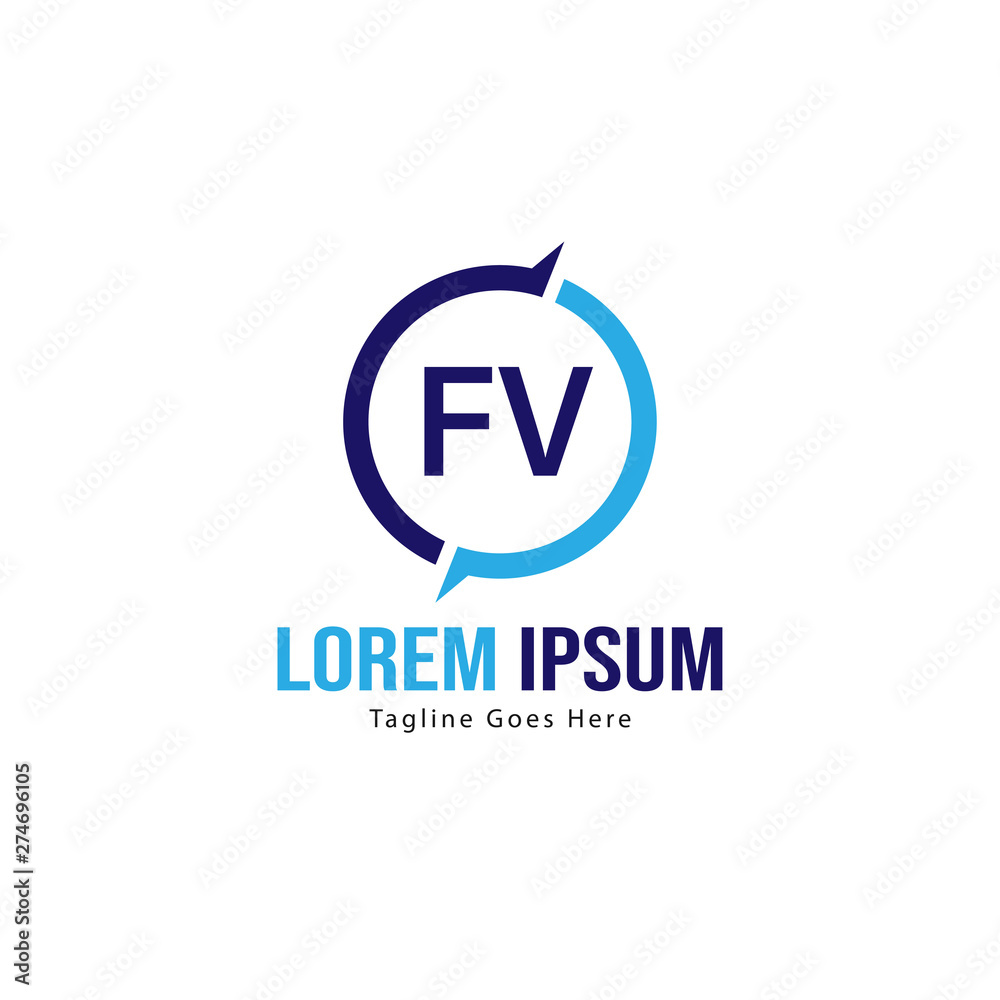 Initial FV logo template with modern frame. Minimalist FV letter logo vector illustration Initial FV logo template with modern frame. Minimalist FV letter logo vector illustration
