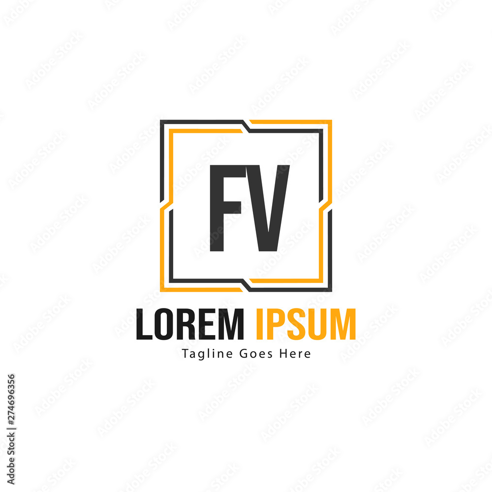 Initial FV logo template with modern frame. Minimalist FV letter logo vector illustration Initial FV logo template with modern frame. Minimalist FV letter logo vector illustration