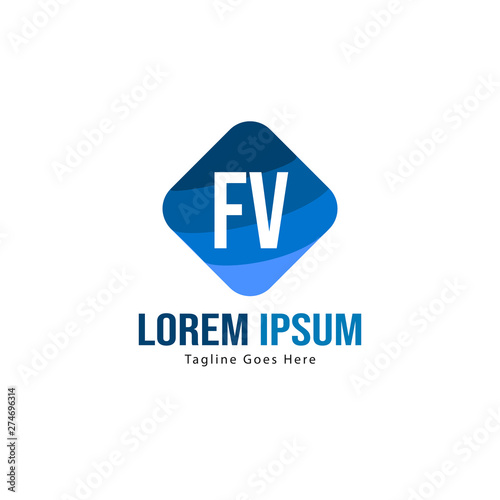 Initial FV logo template with modern frame. Minimalist FV letter logo vector illustration