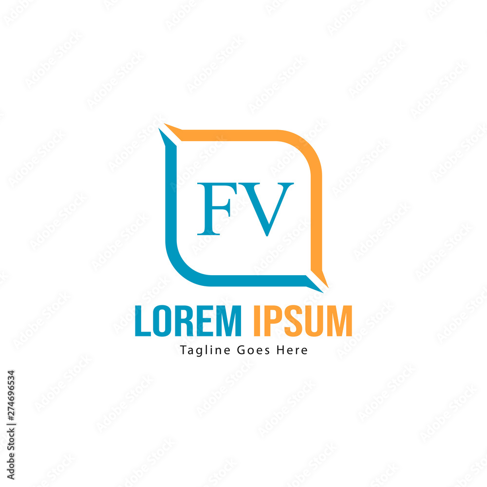 Initial FV logo template with modern frame. Minimalist FV letter logo vector illustration Initial FV logo template with modern frame. Minimalist FV letter logo vector illustration