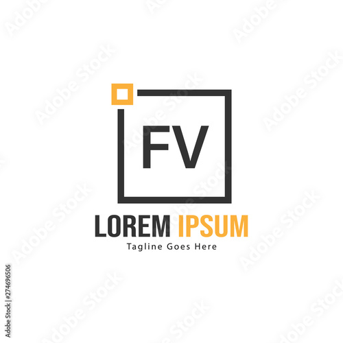 Initial FV logo template with modern frame. Minimalist FV letter logo vector illustration