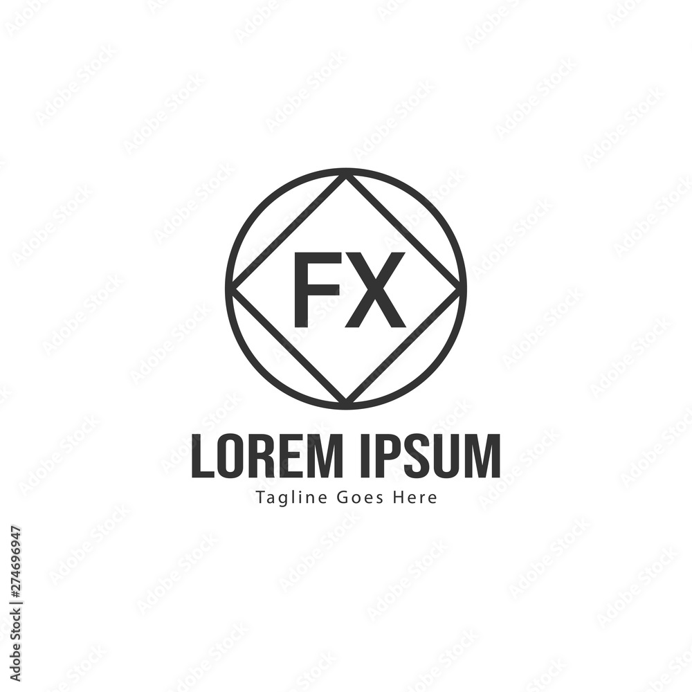 Initial FX logo template with modern frame. Minimalist FX letter logo vector illustration Initial FX logo template with modern frame. Minimalist FX letter logo vector illustration