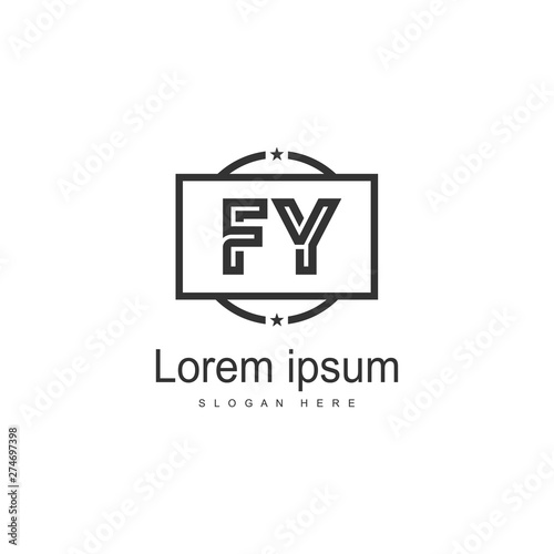 Initial FY logo template with modern frame. Minimalist FY letter logo vector illustration