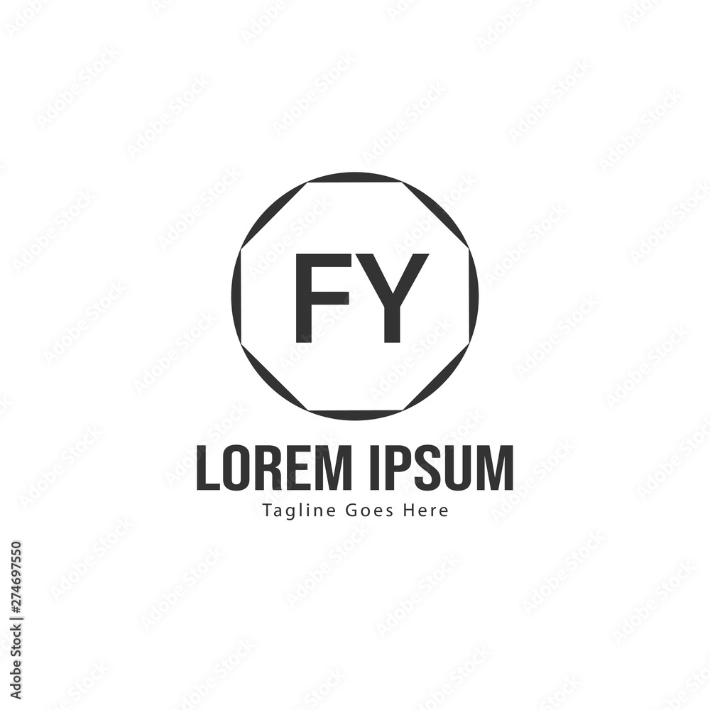 Initial FY logo template with modern frame. Minimalist FY letter logo vector illustration Initial FY logo template with modern frame. Minimalist FY letter logo vector illustration